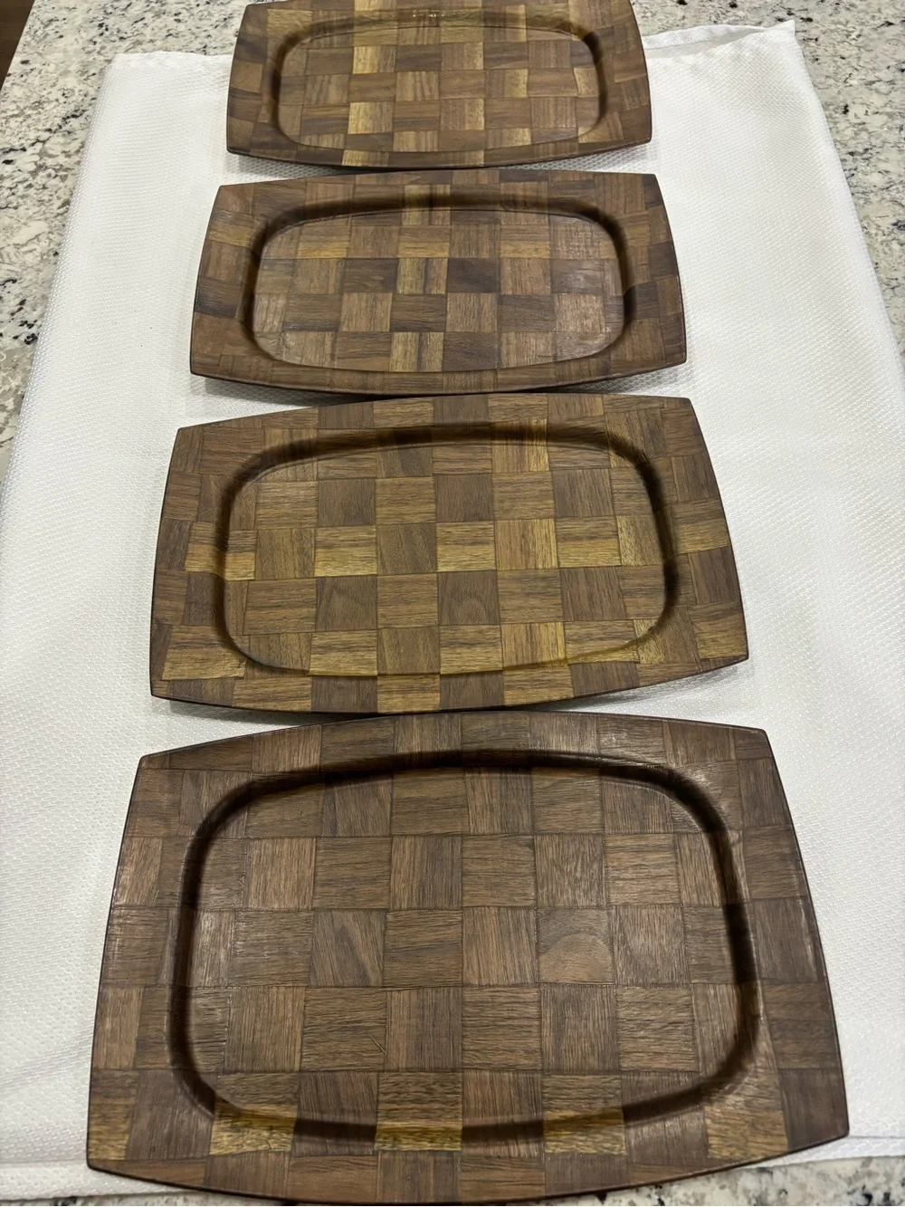 MCM Vintage Weavewood Minneapolis Walnut Serving Platter Charcuterie Board 4 set